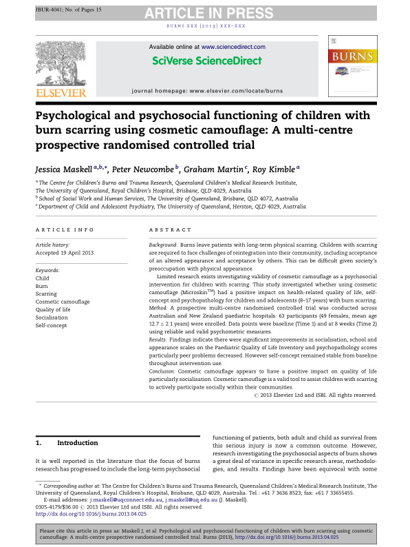 First page of Psychosocial Functioning Multi-Centre RCT — original PDF
